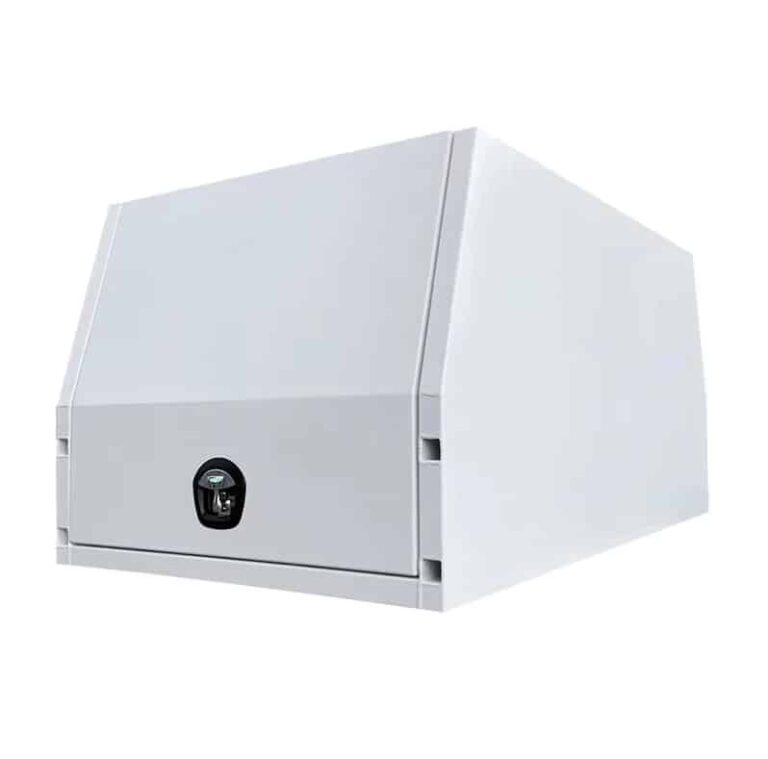 white aluminum anopy tool box