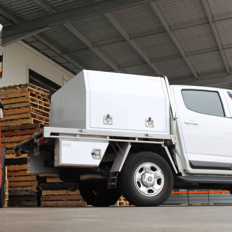 White gullwing aluminium ute canopy 7