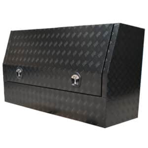 Checker Plate Black Aluminium Half Door Side Opening Toolbox